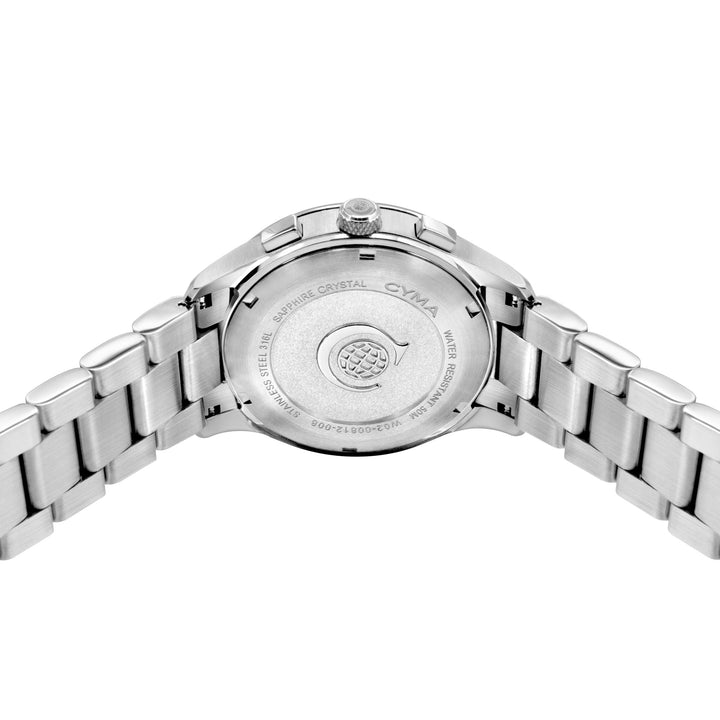 Cyma Champion Collection 42mm Silver white dial with vertical hairline finish Dial Silver Steel Bracelet