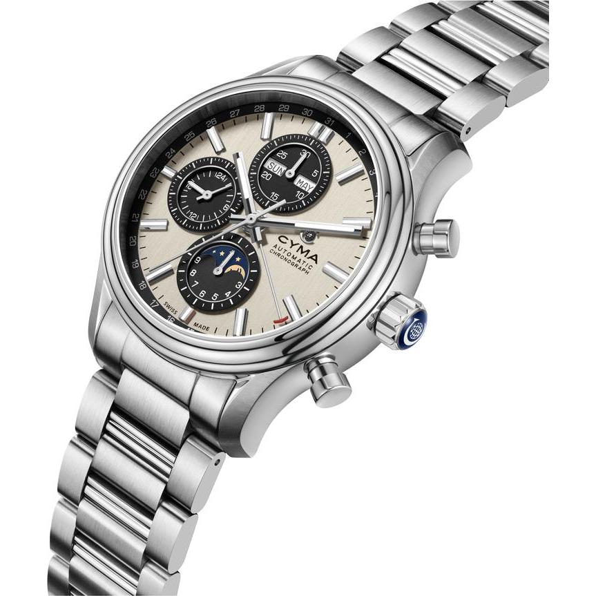 Cyma Grand Maestro The Chess Collection 43.5mm Light champagne gold dial with vertical brush finish Dial Silver Steel Bracelet