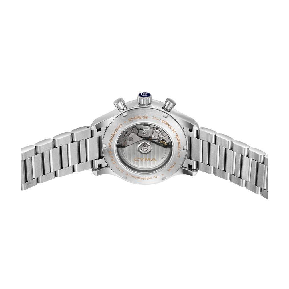Cyma Grand Maestro The Chess Collection 43.5mm Silver white vertical hairline dial &amp; dark blue color sub-dials Dial Silver Steel Bracelet