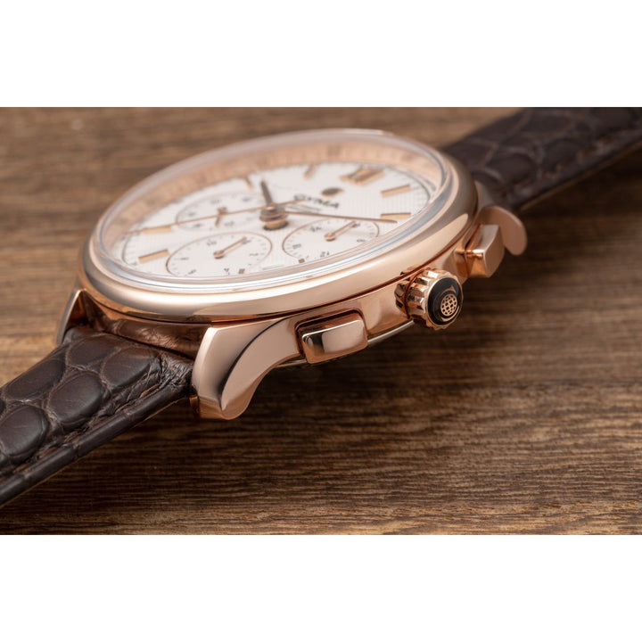 Cyma Grand Maestro Imperium Collection 42mm White Dial Brown Leather Strap