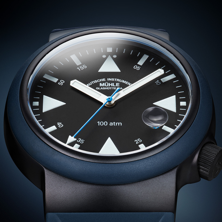 Mühle Glashütte S.A.R. Rescue-Timer Edition 1994 42mm Black Dial Blue Strap