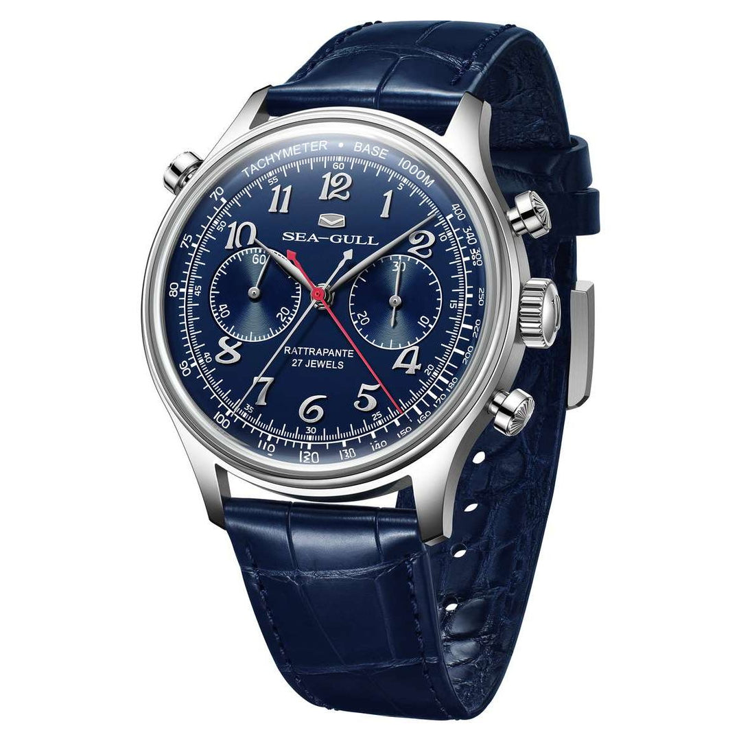 Seagull Rattrapante 70th Anniversary Rattrapante 42mm Blue Dial Blue Leather Strap