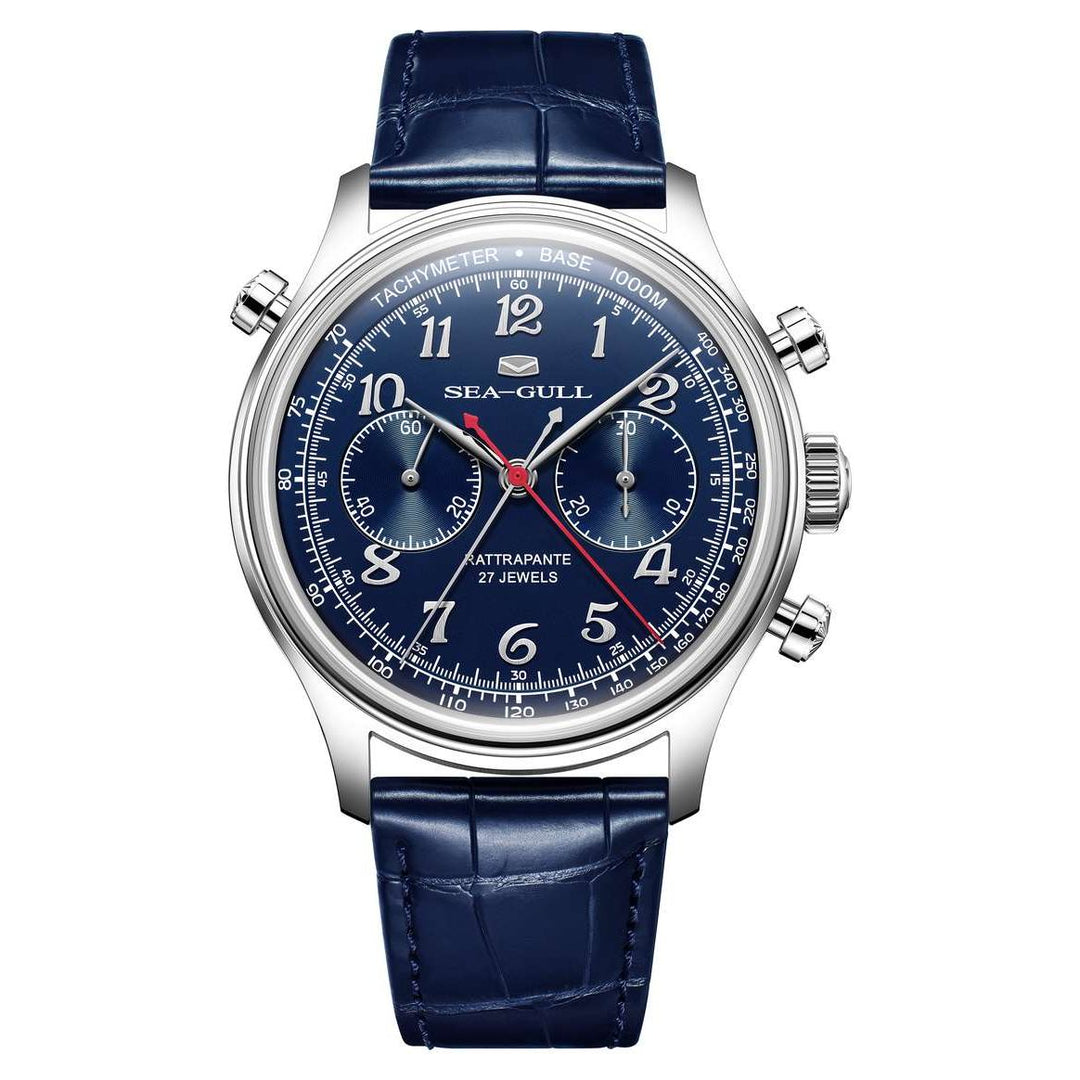 Seagull Rattrapante 70th Anniversary Rattrapante 42mm Blue Dial Blue Leather Strap