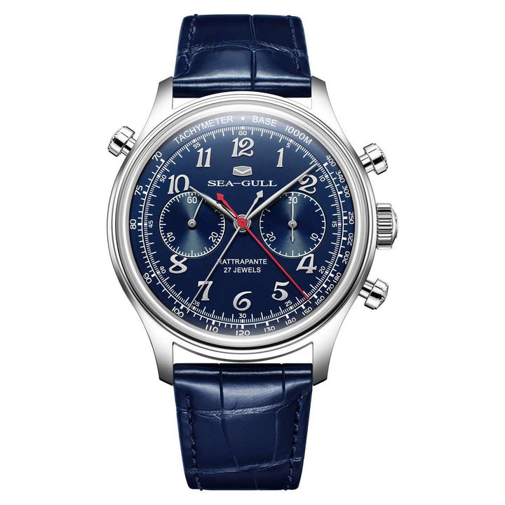 Seagull Rattrapante 70th Anniversary Rattrapante 42mm Blue Dial Blue Leather Strap