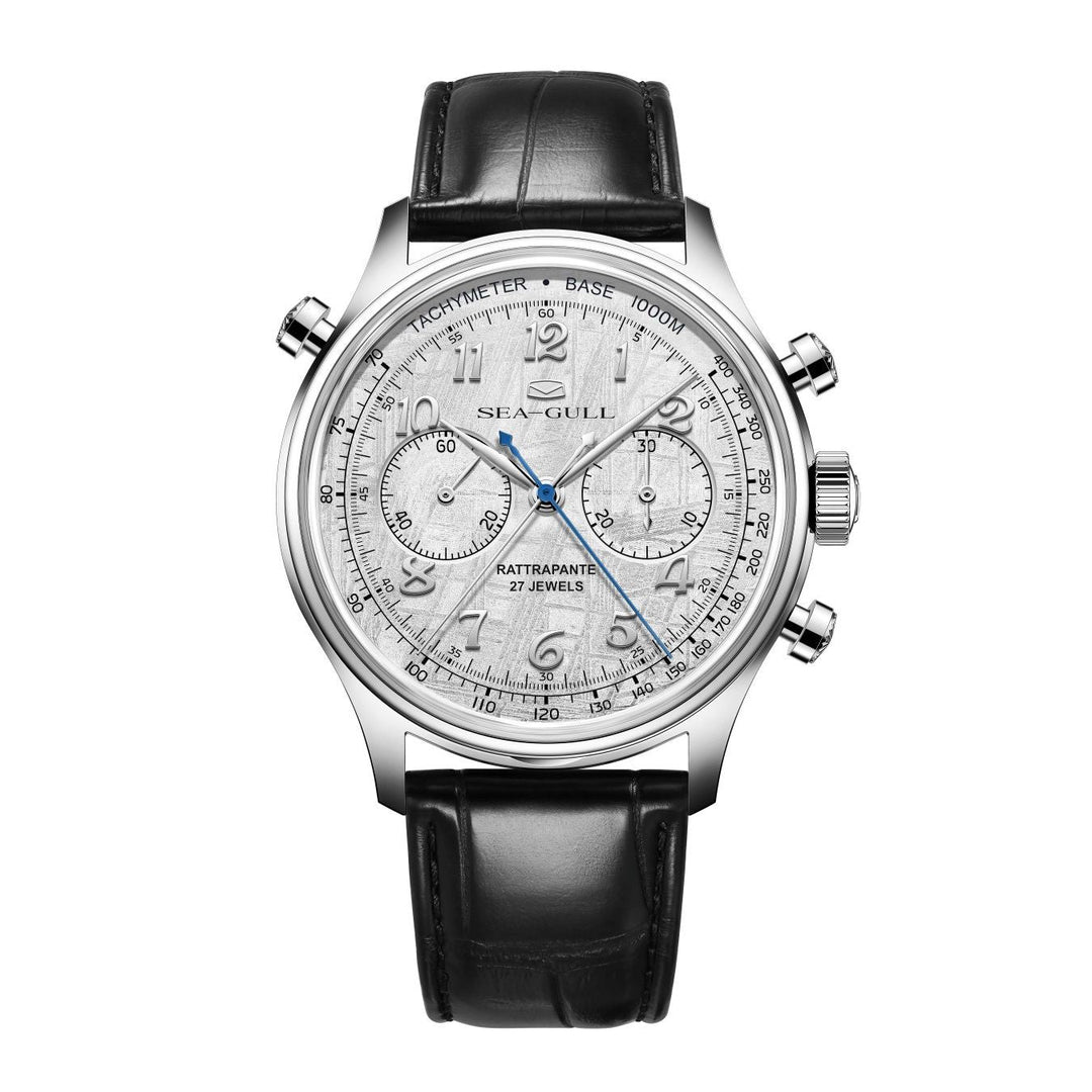 Seagull Rattrapante 42.5mm Meteorite Dial Black Crocodile Strap
