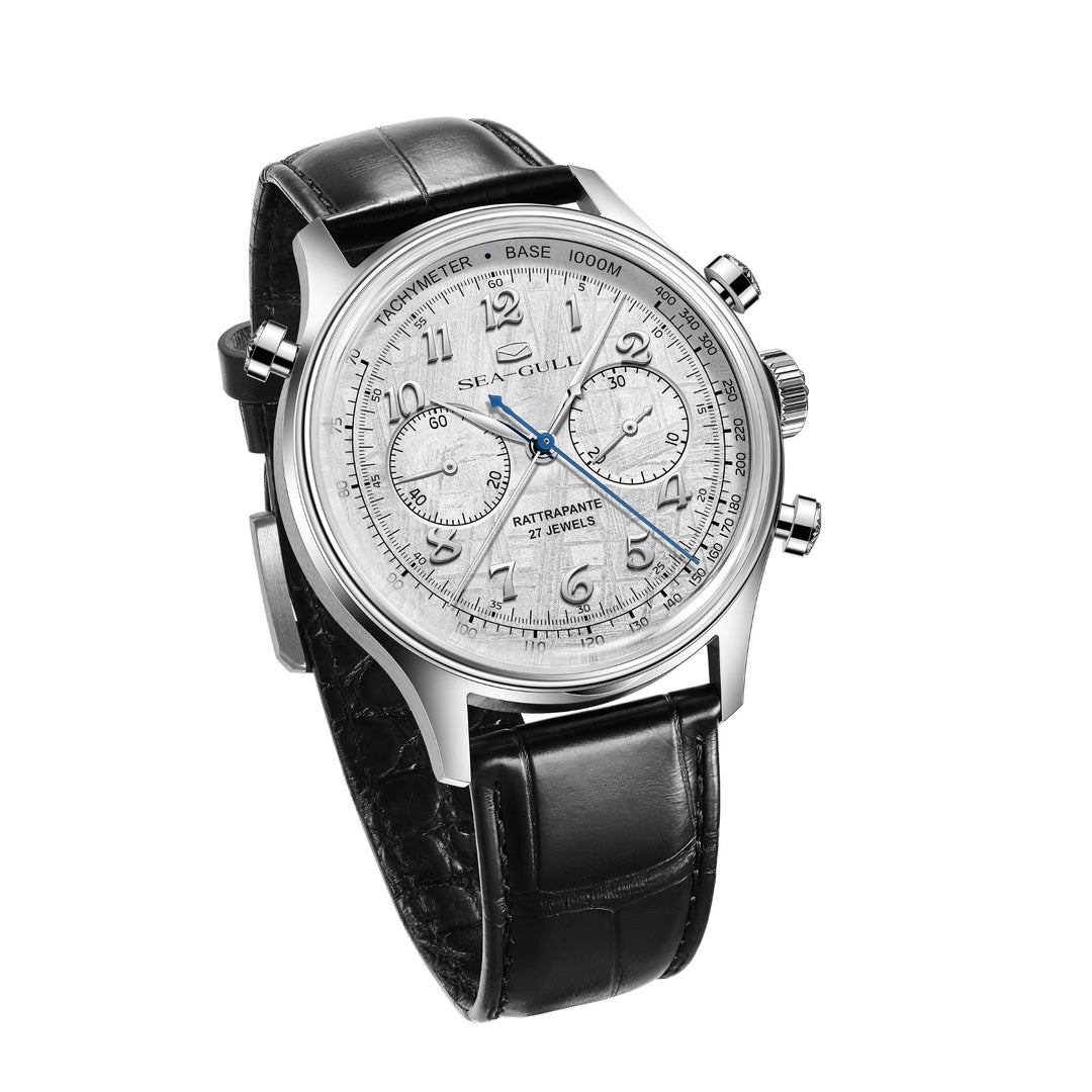 Seagull Rattrapante 42.5mm Meteorite Dial Black Crocodile Strap