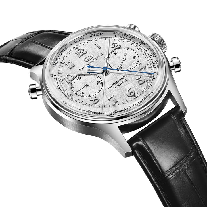 Seagull Rattrapante 42.5mm Meteorite Dial Black Crocodile Strap