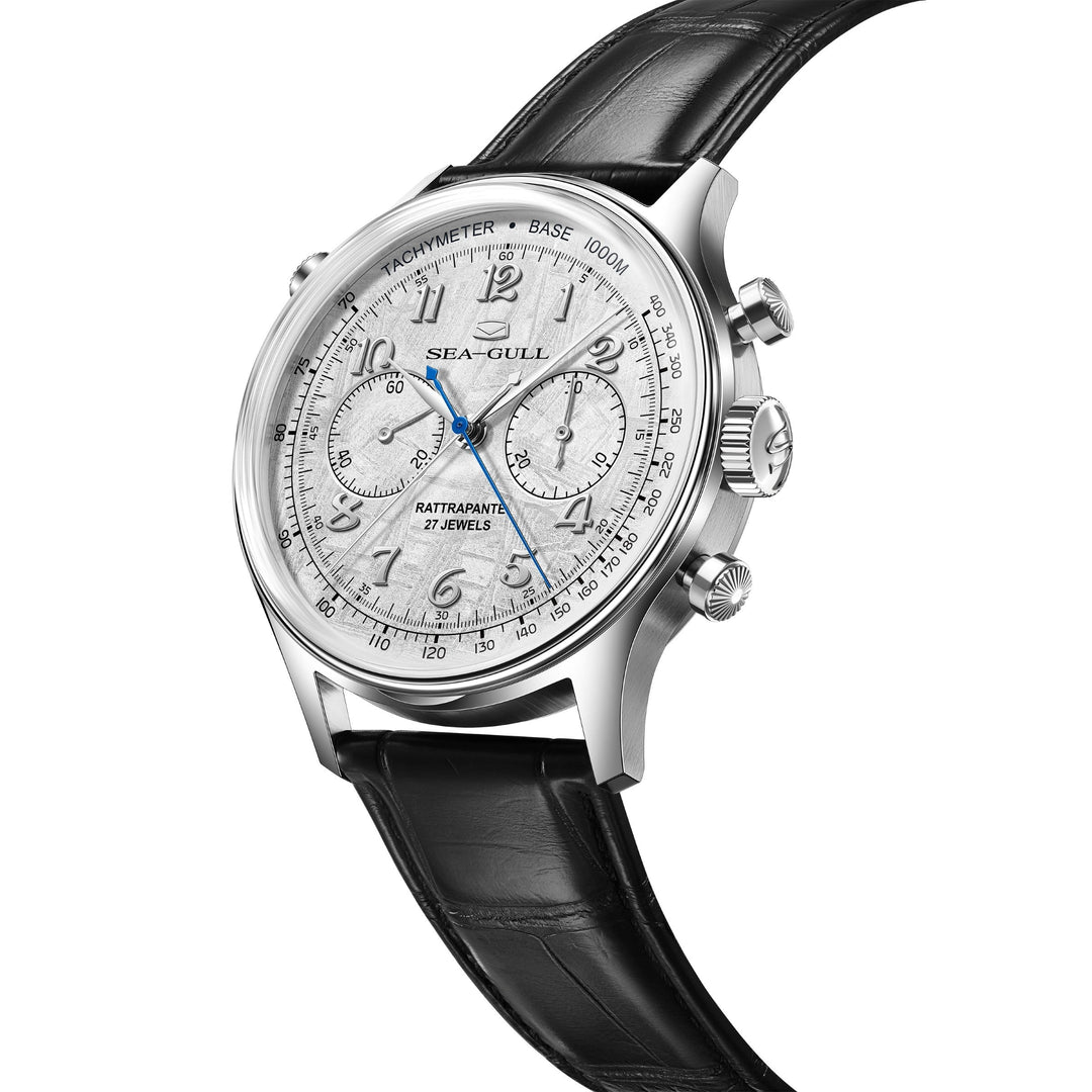 Seagull Rattrapante 42.5mm Meteorite Dial Black Crocodile Strap