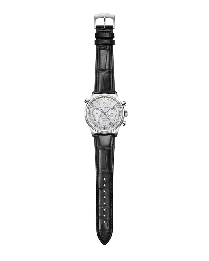 Seagull Rattrapante 42.5mm Meteorite Dial Black Crocodile Strap