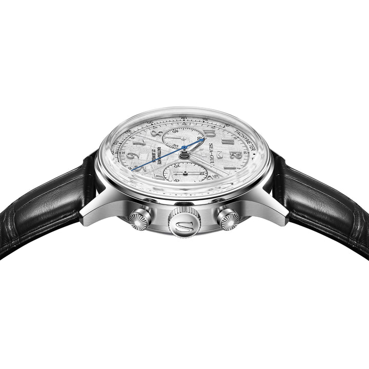 Seagull Rattrapante 42.5mm Meteorite Dial Black Crocodile Strap