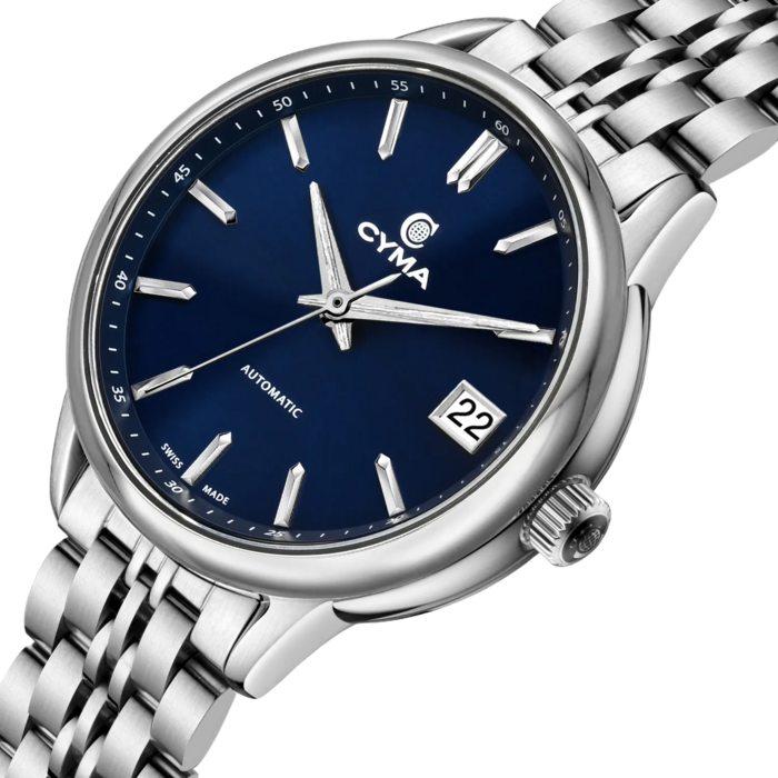 Cyma Charisma Collection 30mm Blue dial with sunray finish Dial Silver Steel Bracelet