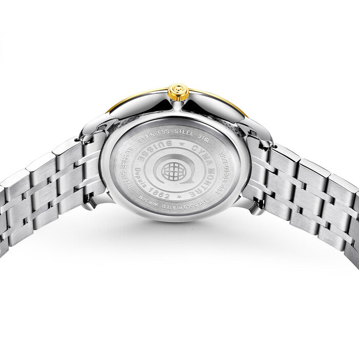 Cyma Intelligentsia Collection 42mm Silver white dial with sunray finish Dial Silver / Yellow Gold Steel Bracelet