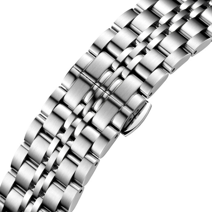 Cyma Charisma Collection 42mm Ocean blue dial with vertical brush finish Dial Silver Steel Bracelet