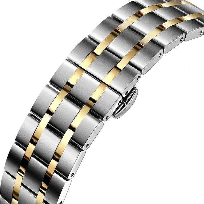 Cyma Intelligentsia Collection 42mm Silver white dial with sunray finish Dial Silver / Yellow Gold Steel Bracelet