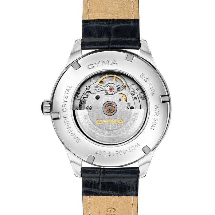 Cyma Charisma Collection 42mm Smoky blue dial with vertical brush finish Dial Blue Leather Strap