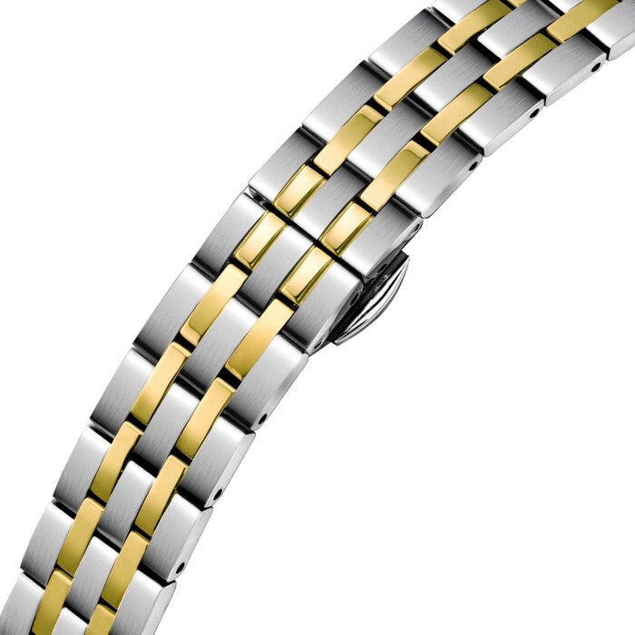Cyma Intelligentsia Collection 30mm Silver white dial with sunray finish Dial Silver / Yellow Gold Steel Bracelet