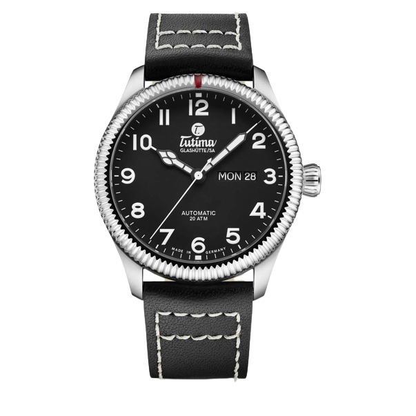 Tutima Glashütte Grand Flieger 41mm Black Dial Black Strap