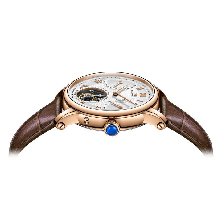 Seagull Tourbillon 42mm White Dial Brown Strap