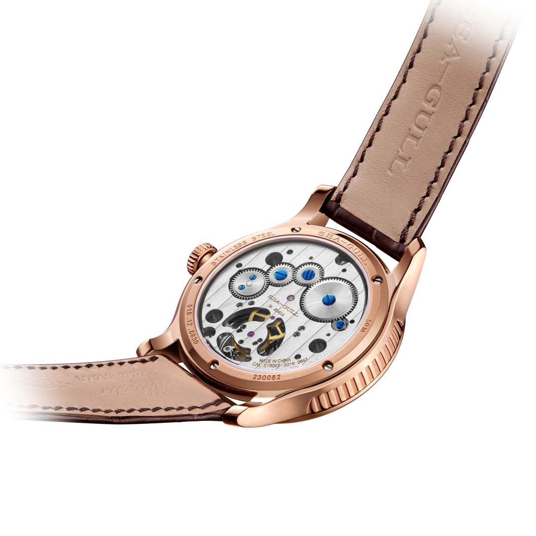 Seagull Tourbillon 41mm White Dial Brown Strap