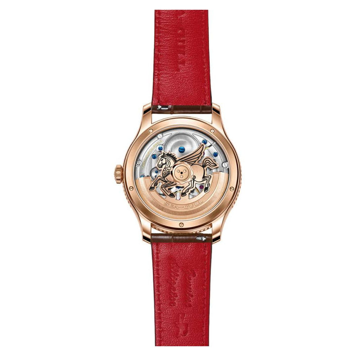 Seagull Ultra-thin Automatic Tourbillon 42mm Red Dial Brown Strap