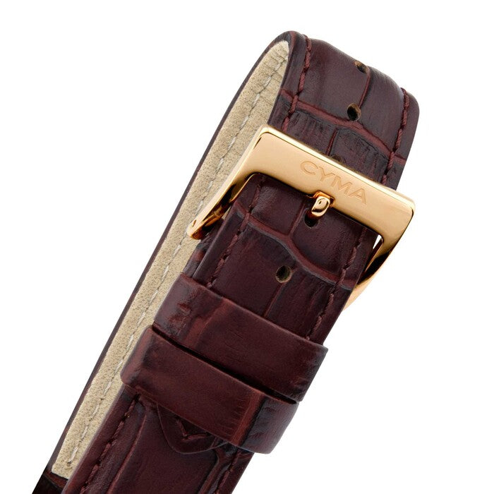 Cyma Intelligentsia Collection 42mm Silver white dial with sunray finish Dial Dark brown Leather Strap
