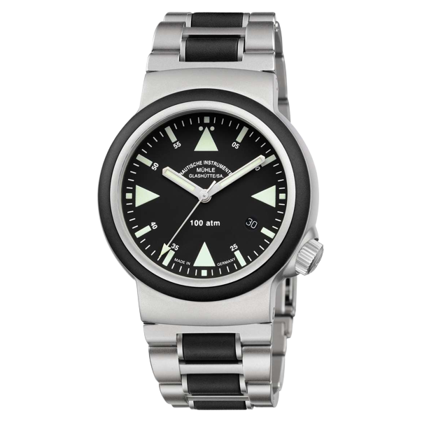 Mühle Glashütte S.A.R. Rescue –Timer 42mm Black Dial Two-tone Strap