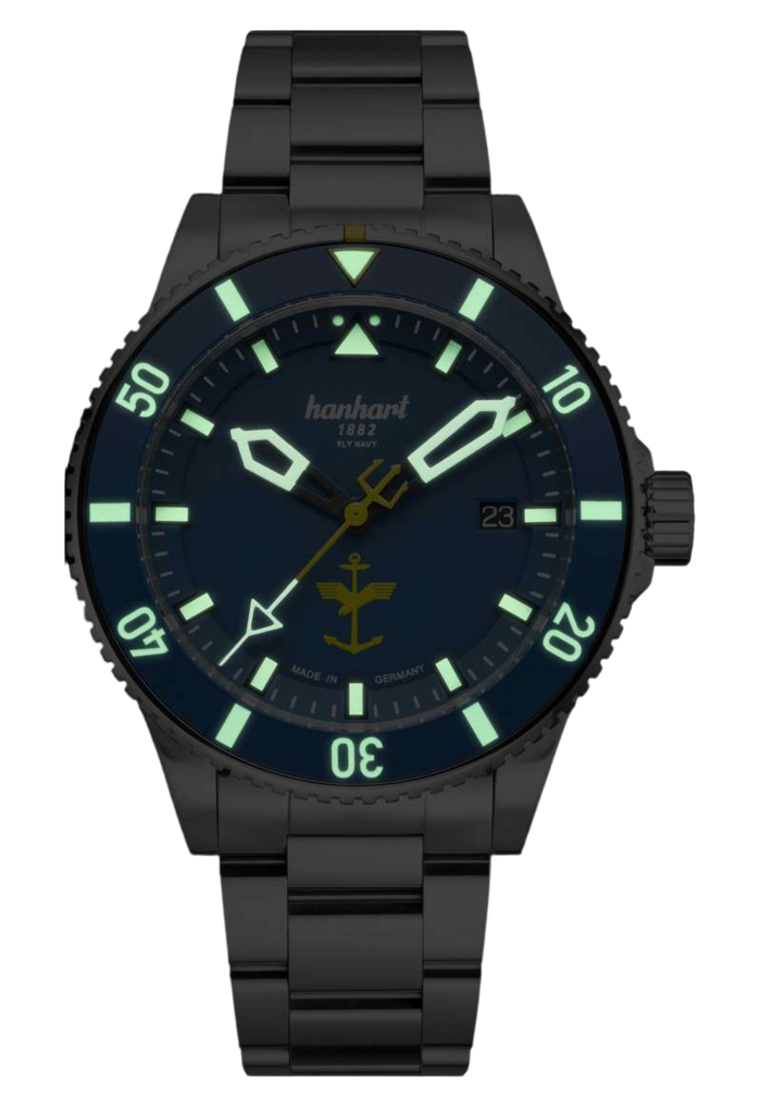 Hanhart Fly Navy MFG5 Aerosphere Ltd 42mm Navy Dial Silver Steel Bracelet