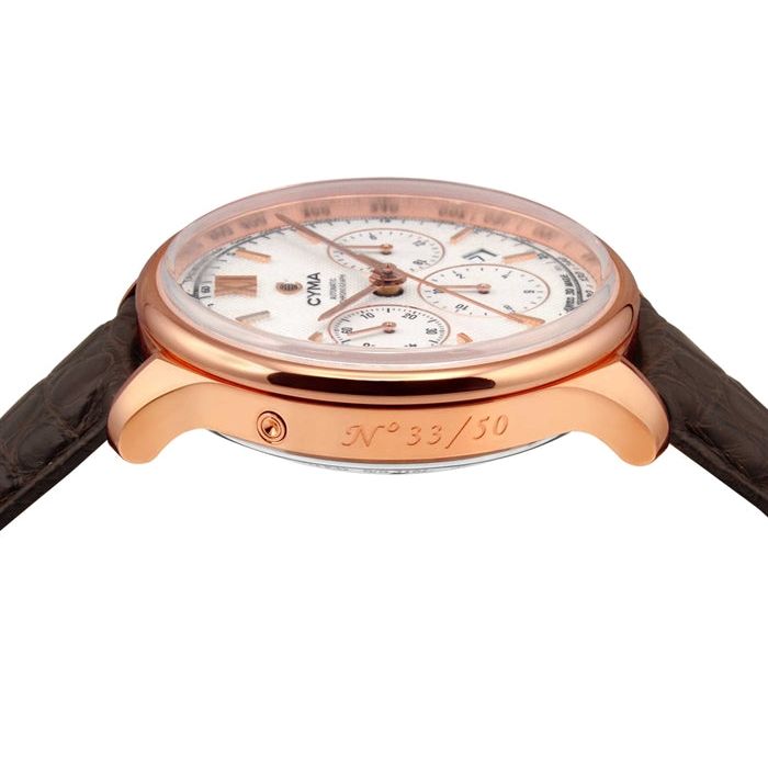 Cyma Grand Maestro Imperium Collection 42mm White Dial Brown Leather Strap