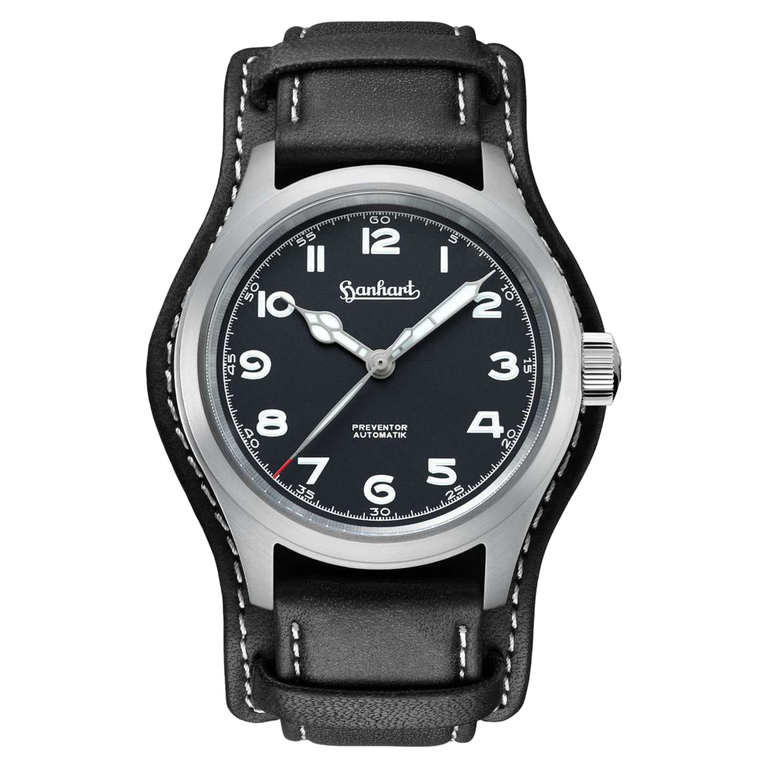 Hanhart Preventor HD12 37mm Black Dial Black Strap