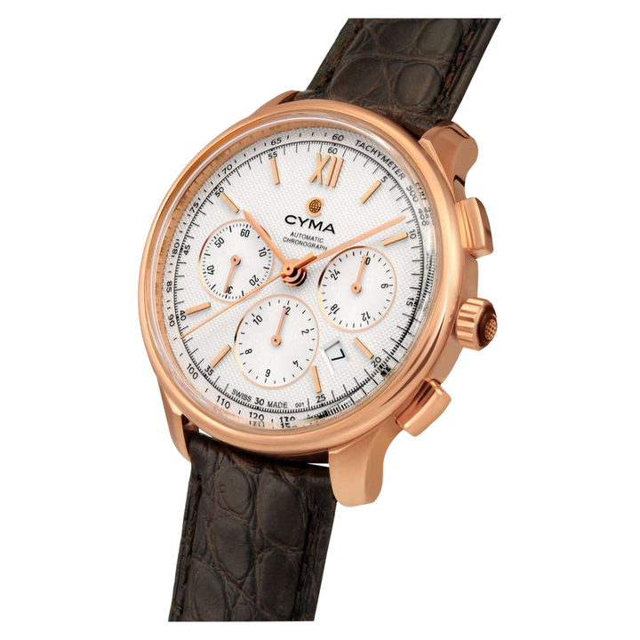 Cyma Grand Maestro Imperium Collection 42mm White Dial Brown Leather Strap