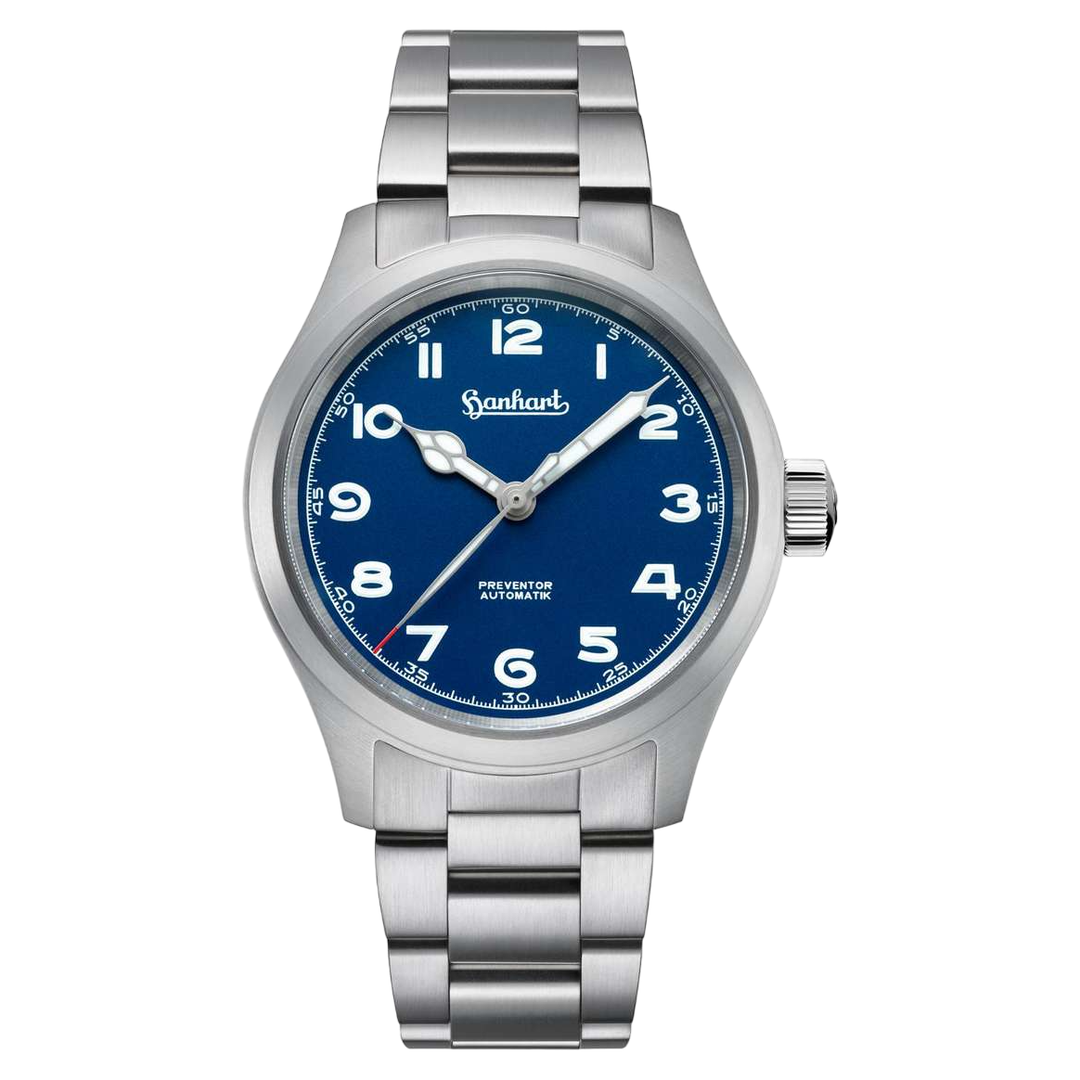 Hanhart Preventor HD12 39mm Navy Dial Silver Steel Bracelet