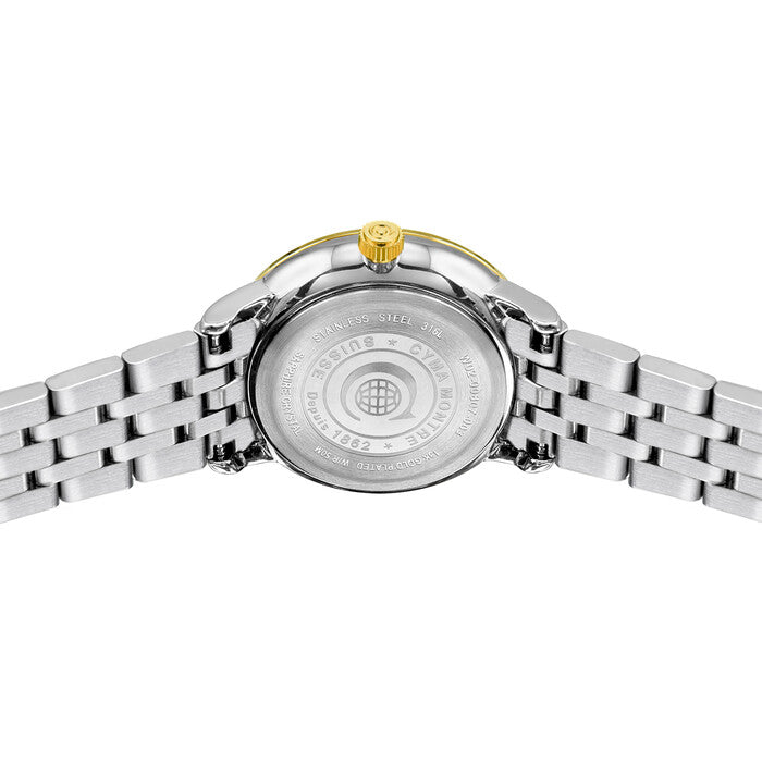 Cyma Intelligentsia Collection 30mm Silver white dial with sunray finish Dial Silver / Yellow Gold Steel Bracelet