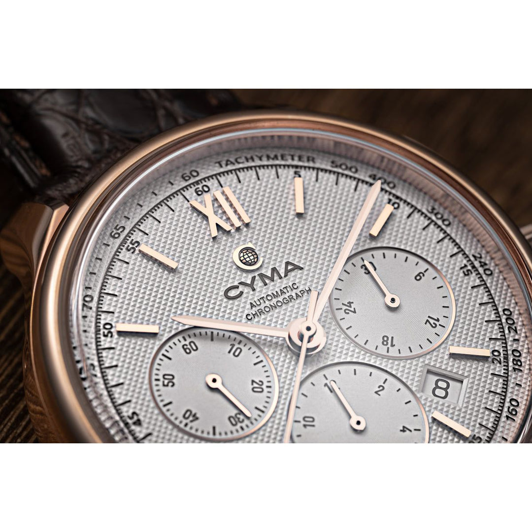 Cyma Grand Maestro Imperium Collection 42mm White Dial Brown Leather Strap