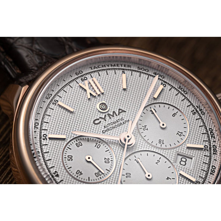 Cyma Grand Maestro Imperium Collection 42mm White Dial Brown Leather Strap
