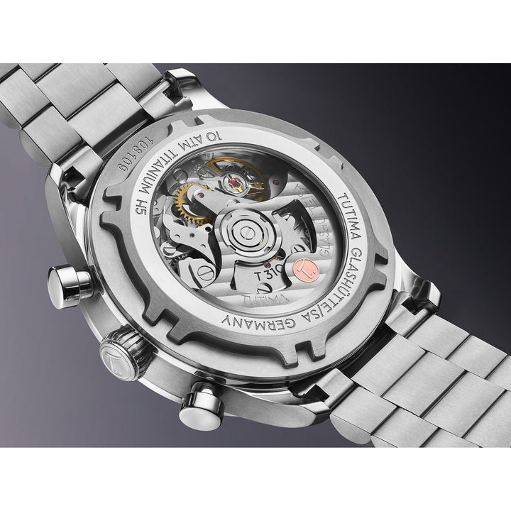 Tutima Glashütte Sky Chronograph T5 41mm Sunburst-Copper Dial Silver Steel Bracelet