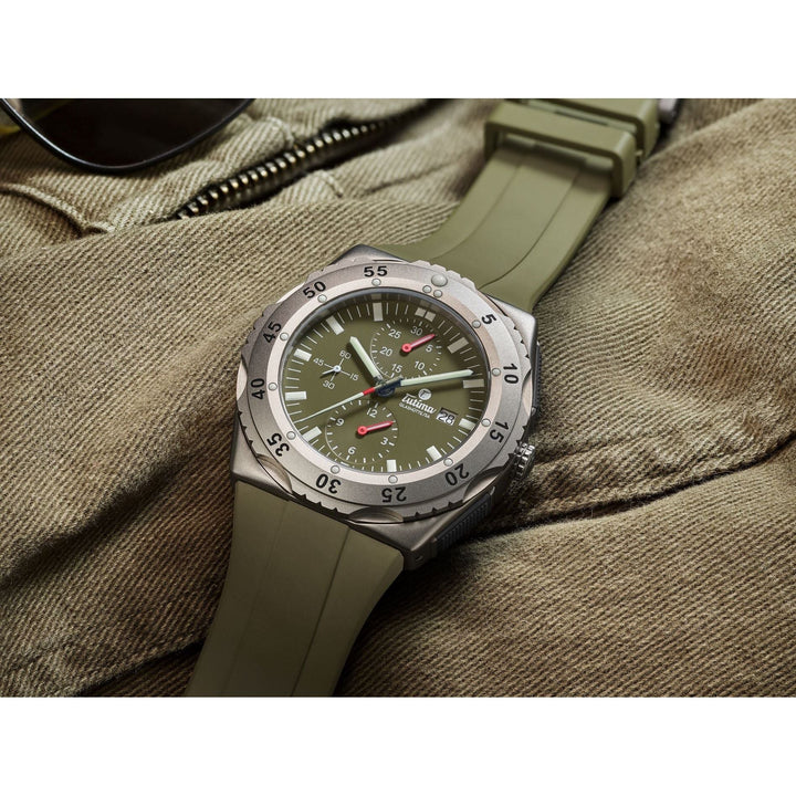 Tutima Glashütte M2 Mara Safari Chronograph 46.5mm Green Dial Green Strap