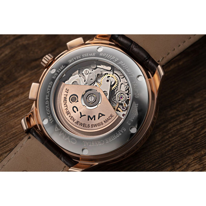 Cyma Grand Maestro Imperium Collection 42mm White Dial Brown Leather Strap