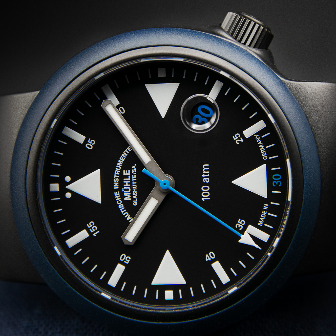 Mühle Glashütte S.A.R. Rescue-Timer Edition 1994 42mm Black Dial Blue Strap