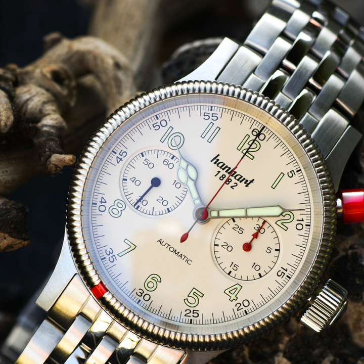 Hanhart PIONEER Mk I 40mm White Dial Silver Steel Bracelet