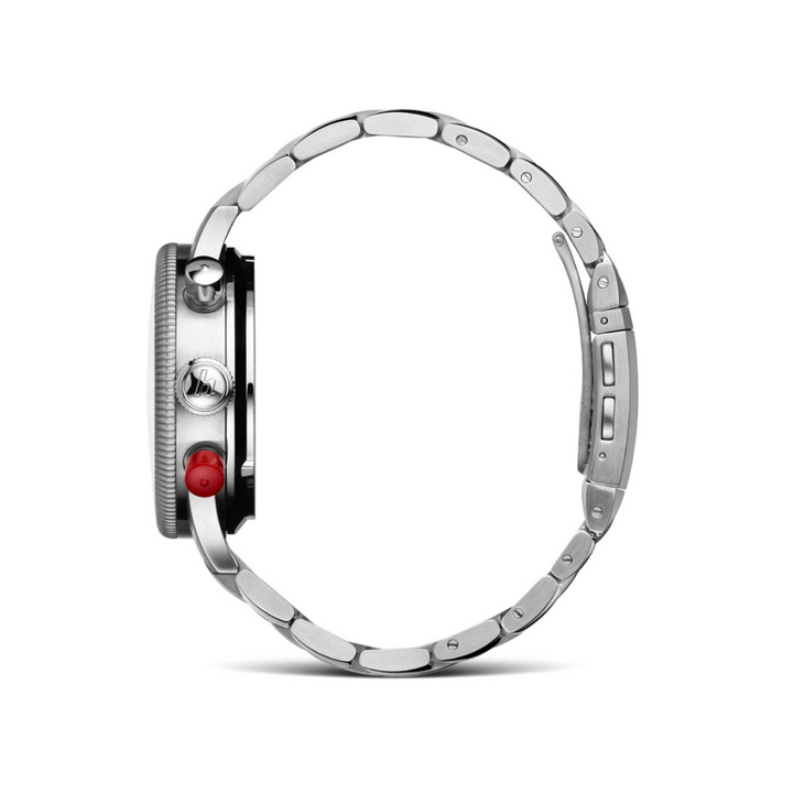 Hanhart PIONEER Mk II 40mm Black Dial Silver Steel Bracelet
