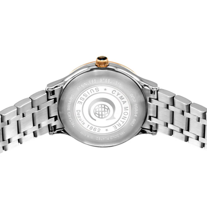 Cyma Belle Collection 30mm White dial with geometric pattern Dial Silver / Rose Gold Steel Bracelet