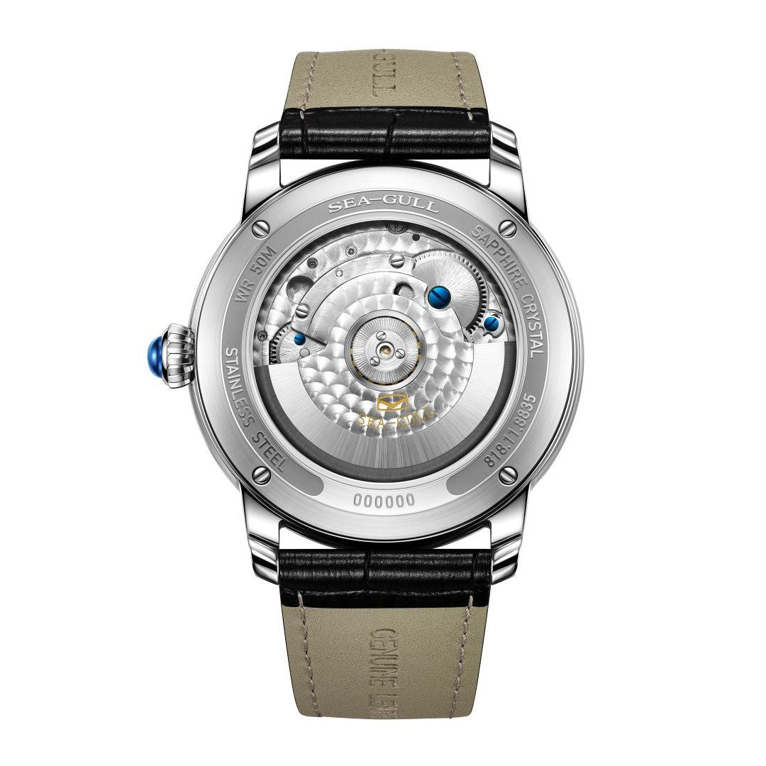 Seagull Tourbillon 42mm White Dial Black Strap