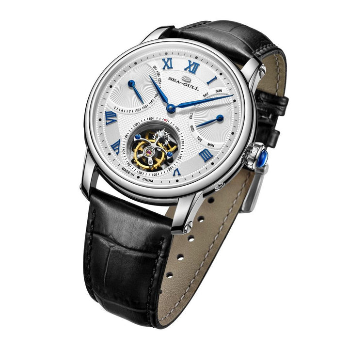 Seagull Tourbillon 42mm White Dial Black Strap