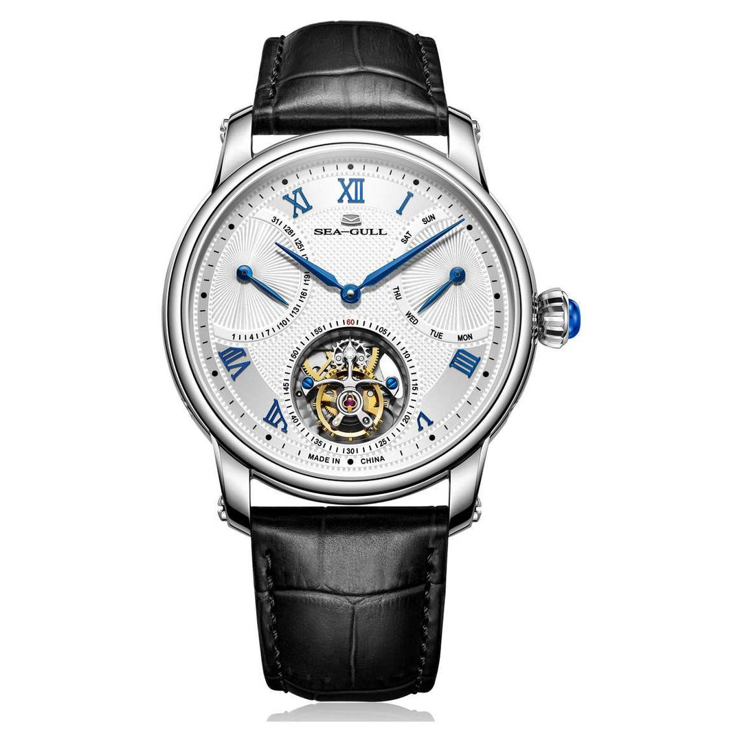 Seagull Tourbillon 42mm White Dial Black Strap