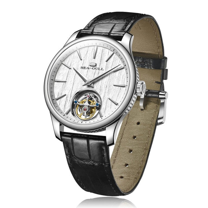 Seagull Tourbillon 41mm White Dial Black Strap