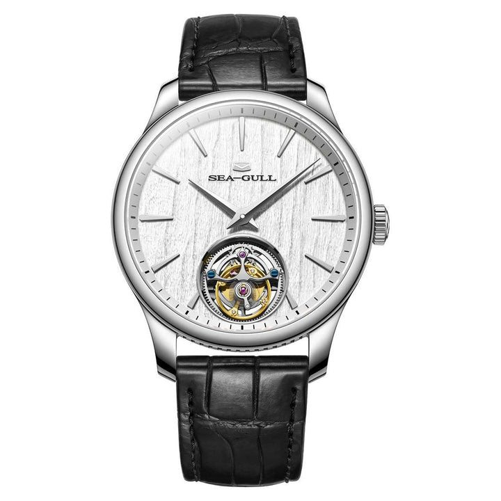 Seagull Tourbillon 41mm White Dial Black Strap
