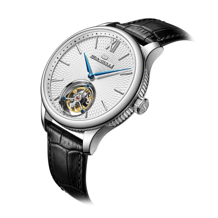 Seagull Tourbillon 42mm White Dial Red Strap