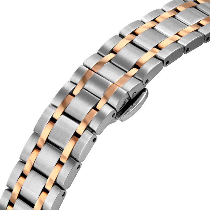Cyma Belle Collection 30mm White dial with geometric pattern Dial Silver / Rose Gold Steel Bracelet