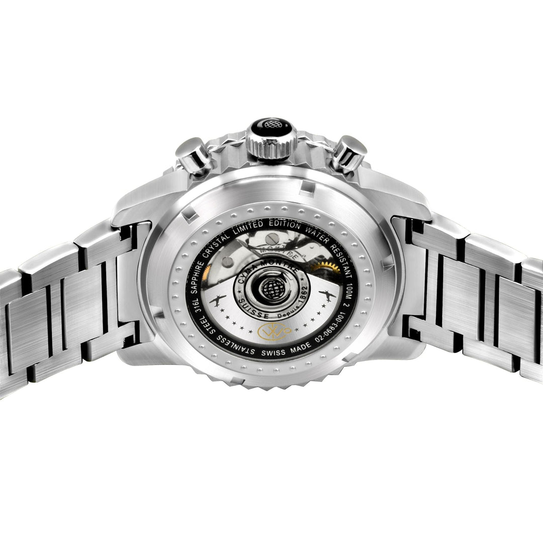 Cyma Grand Maestro Pilot Collection 42mm Black Dial Silver Steel Bracelet