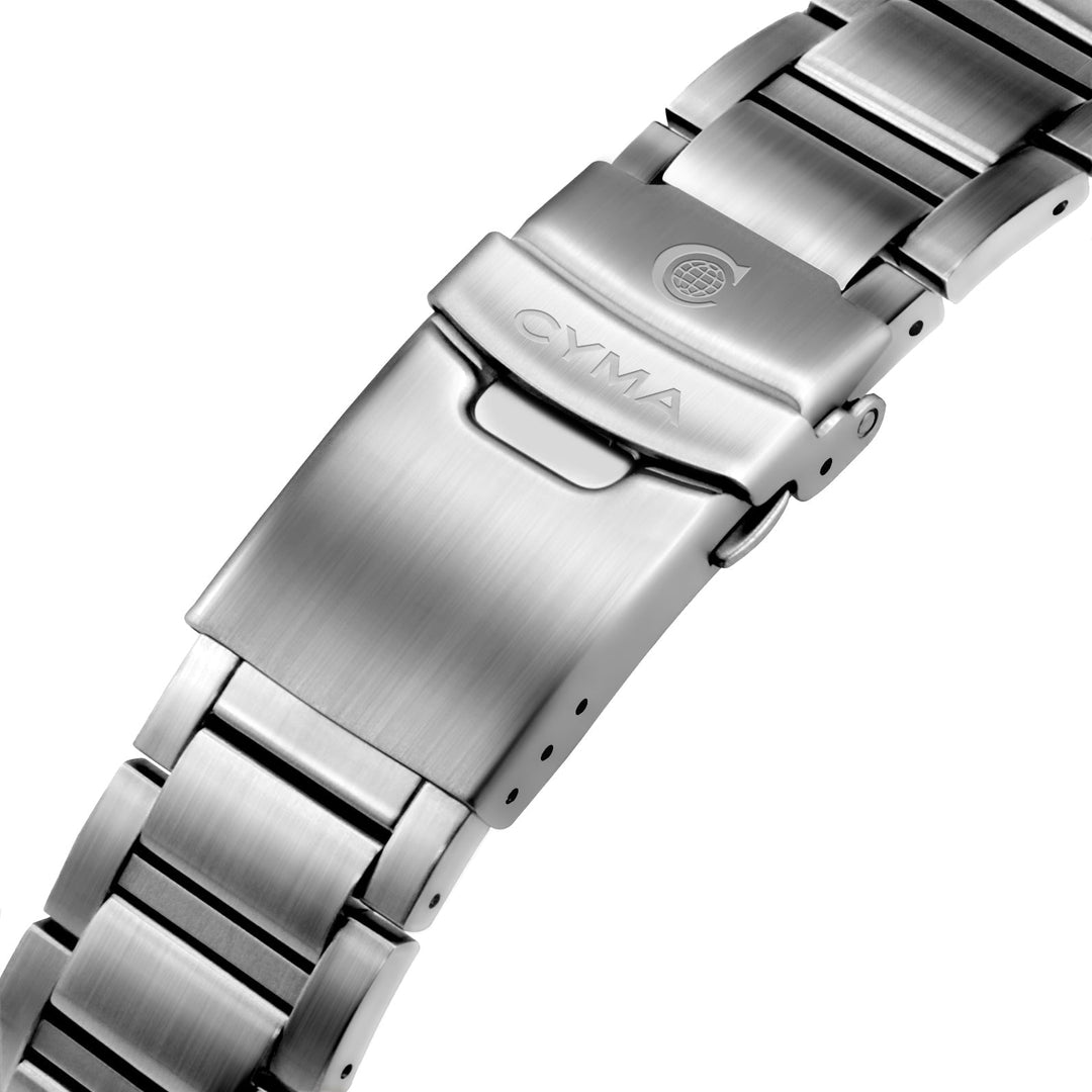Cyma Grand Maestro Pilot Collection 42mm Black Dial Silver Steel Bracelet